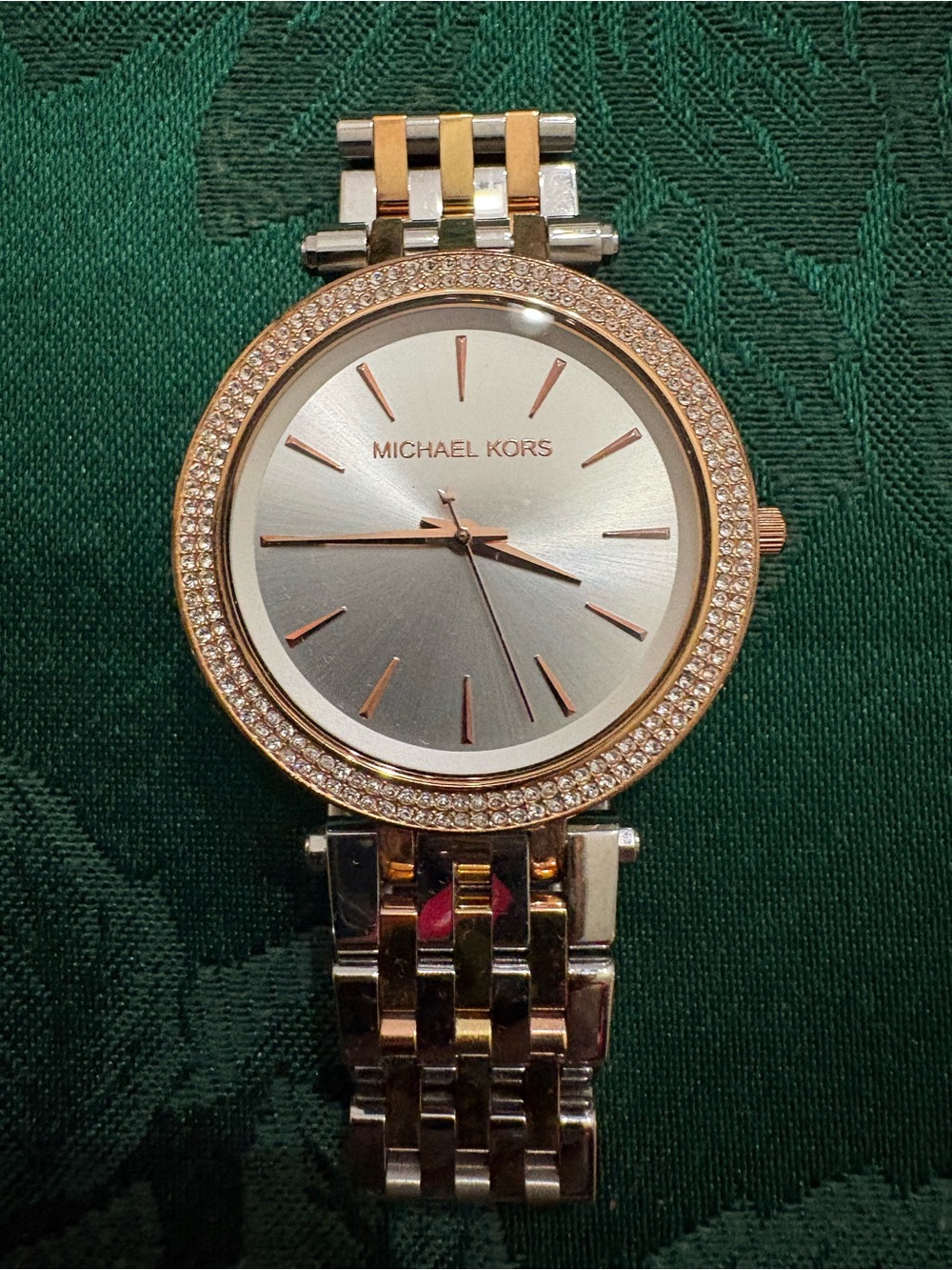 Michael Kors Two-Tone Crystal Bezel Watch - Rose Gold & Silver Dial